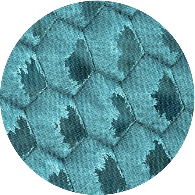 Ahgly Company Tapis d'Intérieur Ronds de Style Transitionnel Lavables à la Machine, Vert Sarcelle, 3 Pieds Rond
