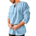 thumbnail image 1 of Mens Bohemian Long Sleeve Gothic Lacing Carnival Linen Shirt Retro Style Summer Top, 1 of 5