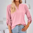 thumbnail image 2 of Pompotops T-shirt Mode Femme Col en V Manches Longues Ample en Solde, 2 of 7