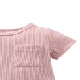 thumbnail image 4 of Baby Solid Color Clothes Set  Short Sleeve O-neck T-shirt with Pocket + Short Pants for Summer, 4 of 7