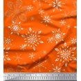 thumbnail image 1 of Soimoi Orange Viscose Chiffon Fabric Snow Flakes Floral Printed Fabric 1 Yard 42 Inch Wide, 1 of 5