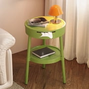 Fasiaou Bedside Table, End Table with Storage, Side Tables Bedroom Living Room Tables, Small Table, Industrial Night Stand with Fabric Drawer(Green)