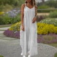 thumbnail image 2 of Wlynlyn Plus Size Jumpsuits for Women Sleeveless Rompers V Neck Baggy Wide Leg Trousers Overalls Size L, 2 of 7