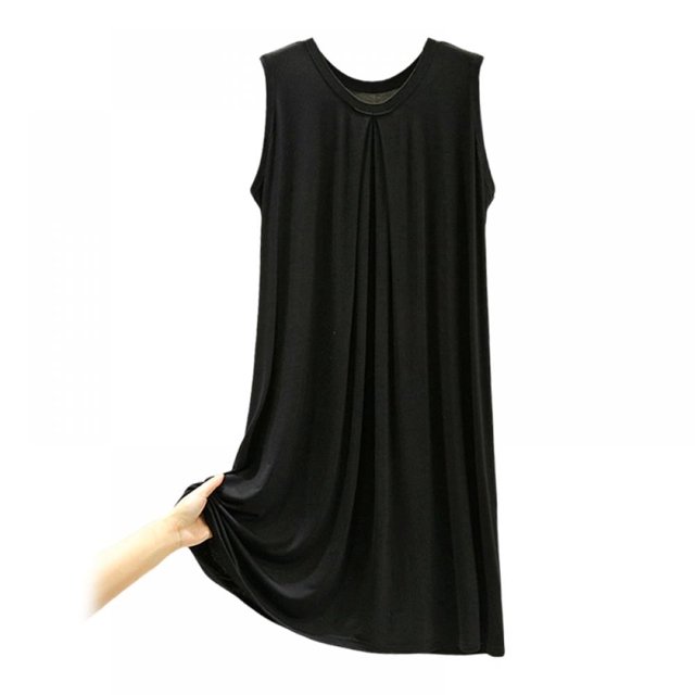Modal Lingerie Chemise de Nuit Sans Manches pour Femmes, Robe de Nuit d'Été, Camisoles Unies