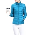 thumbnail image 1 of UKAP Ladies Puffer Jacket Solid Color Coat Stand Up Collar Down Jackets Packable Work Outwear Lake Blue 5XL, 1 of 3