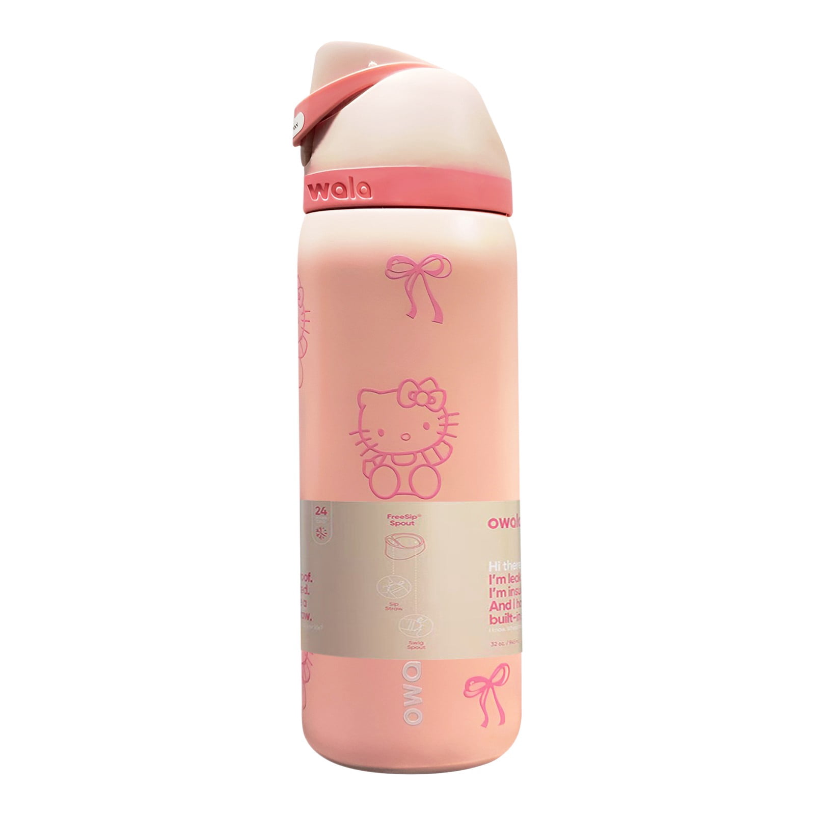 Owala Kitty Cat Cup FreeSip Insulated Stainless Water Bottle for Sports Travel and School Sports Water Bottle 32 Oz