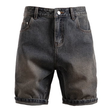 Gspmoly Shorts pour Hommes, Shorts en Denim pour Hommes Rétro à Jambe Droite Pantalon Cinq Quarts Couleur Unie Shorts pour Hommes Shorts de Golf pour Hommes Cadeaux de Vacances Bleu Foncé S