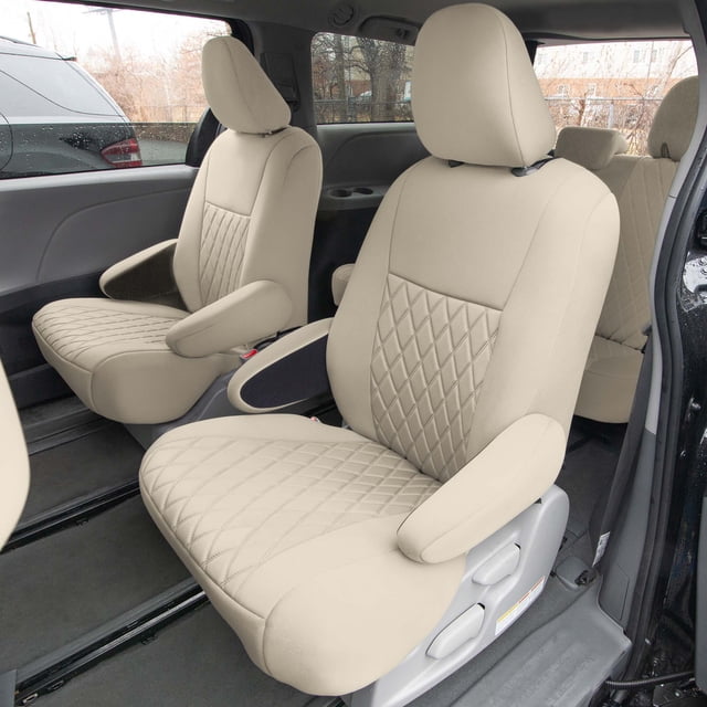 For Toyota Sienna 2011-2020 FH Group Neoprene Waterproof Custom Fit Car Seat Covers - 2nd Row Solid Beige
