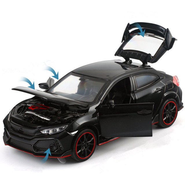 CUITING Alloy+ABS+Rubber 1 32 Model Car Diecast Sound & Light Gift for Honda Civic Type R