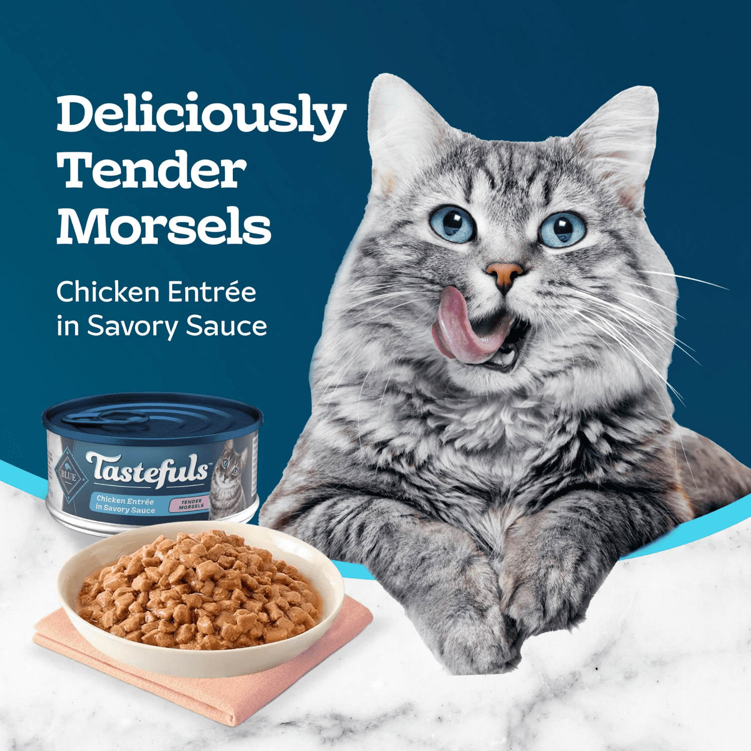 Nourriture Humide pour Chat Adulte Blue Buffalo Tastefuls, Bouchées de Poulet en Sauce