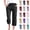 Pantalon Ca-Browncapris pour Femme, variante sur QATAINLAV Pantalon Capri pour Femmes Été Décontracté Coton Lin Taille Haute Élastique à Cordon Pantalon Court de Plage avec Poches Bleu Ciel m Offres Éclair