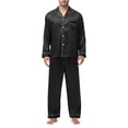 thumbnail image 1 of JMYHOAM Ensembles de Pyjamas pour Hommes Ensembles de Détente pour Hommes Manches Longues Col Rabattu Pyjamas Printemps Soie Soie Glacée Boutons Ensemble de Tenue d'Intérieur Vêtements de Détente, 1 of 7