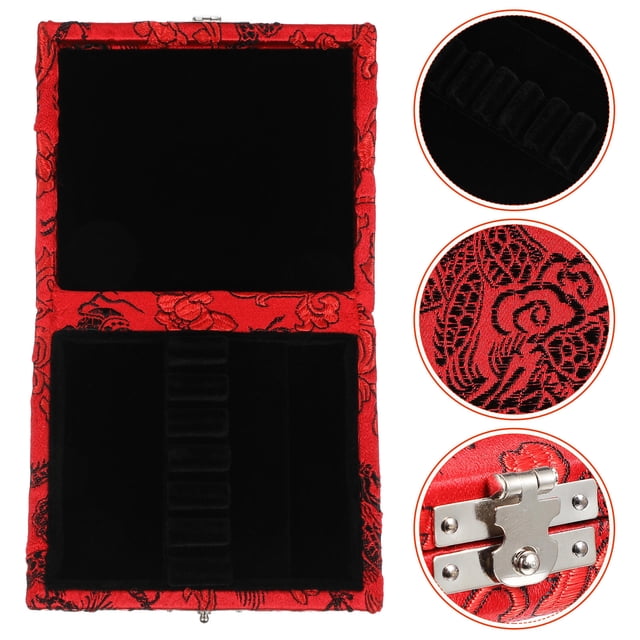 BEADCEST 1Pack Red Wooden Oboe Reed Case for Musicians with Elegant Appearance 3.6X3.1X0.8In