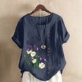thumbnail image 1 of Fankiway T-Shirt Ample Décontracté d'Été pour Femme à Col Rond, Manches Courtes, Imprimé Floral, Hauts pour Femmes, Liquidation, Grande Taille, Chemises pour Femmes en Liquidation, Vêtements de Printemps pour Femmes 2024, 1 of 5