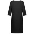 thumbnail image 4 of 2025 et Robe Courte en Lin Grande Taille pour Femmes Décontractée à Manches Vacances Semi-Décontractée Ajustée Robe d'Été pour Femmes Robe à Col en V Mini Petite Midi Couleur Unie Robe pour Femmes, 4 of 7