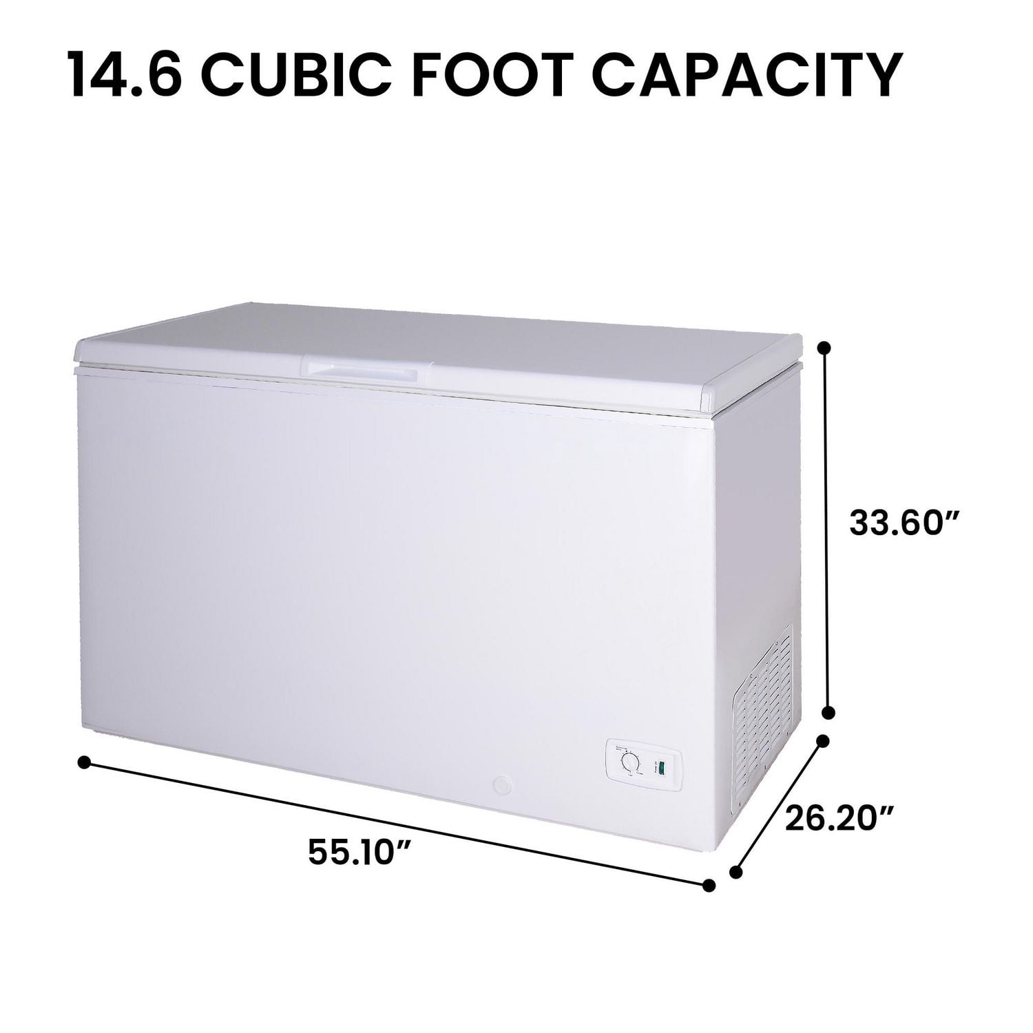 Kenmore 14.6 Cu. Ft Chest Freezer, 413L, Manual Defrost, Balanced Hinge Lid, Garage-Ready, White, Deep Freezer