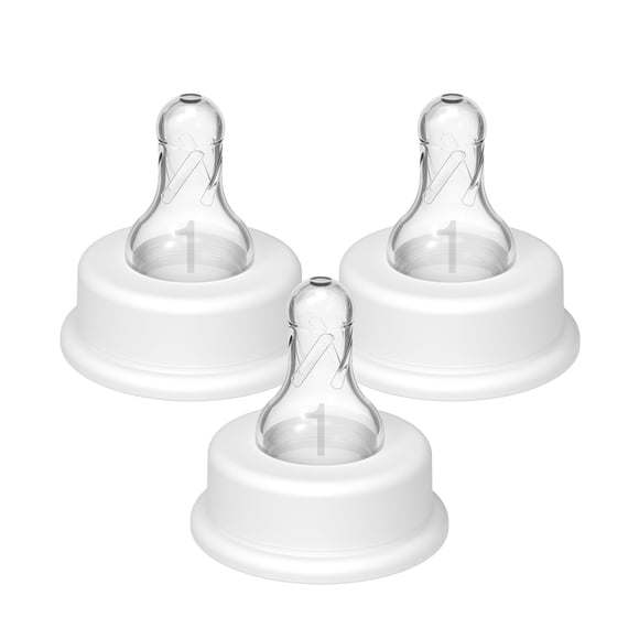 Tétines anti-coliques Silicone Dr. Brown’s® pour biberons de lait en poudre prêts à l'emploi, Tétines à débit lent de niveau 1, 0 Mois+, 3 paquet