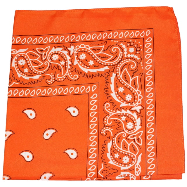Bandanas Double Face à Motif Cachemire Extra Larges en Coton 100 % - Lot de 36 (Orange)
