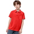 thumbnail image 3 of Sunnyoo Polo à Poche pour Grands Garçons, T-Shirt à Manches Courtes Uni, Rouge, 3 of 3