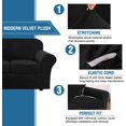 thumbnail image 3 of 4 Pieces Thick Velvet Sofa Covers Couch Covers for 3 Cushion Couch Sofa High Stretch Slipcovers Furniture Protector Form Fit Luxury Couch Cover for Dogs Width Up to 90 Inch, 3 of 7