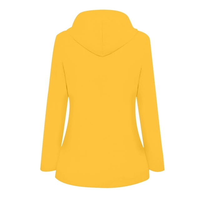 Mrat Womens Rain Coat Water Proof Active Outdoor Rain Jacket Lightweight Zip up Summer Fall Raincoat Windbreaker with Hood S-55 Yellow L