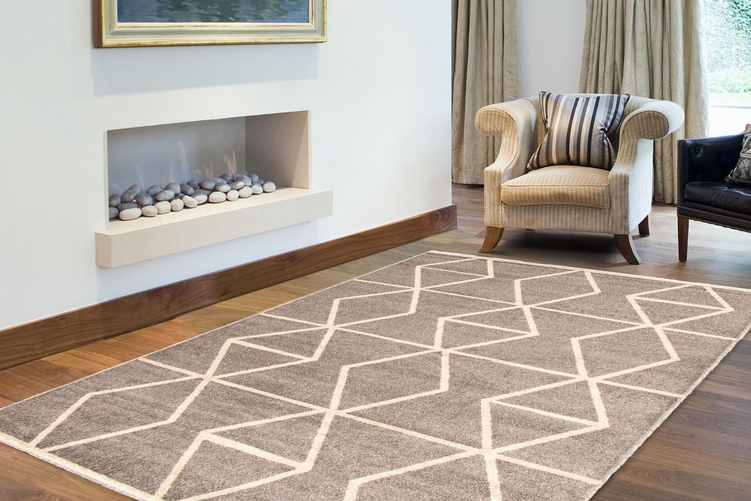 Tapis d'Interieur ECARPET Géométrique pour Salon et Chambre à Coucher Collection Ana