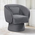 thumbnail image 2 of Gymax 2PCS Swivel Accent Chair w/ Back Removable Lumbar Pillow 360 Degree Rotating Function Gray, 2 of 10