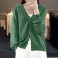 thumbnail image 5 of Womens Button Down Knit Cardigans Long Sleeve V Neck Casual Cardigan Sweaters Light Weight Loose Lounge Wear Fall Green, M, 5 of 5