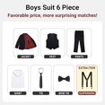 thumbnail image 3 of Boys'Formal Suit Set,with Suspenders,Double Vents,Adjustable Waist，Black,2T, 3 of 6