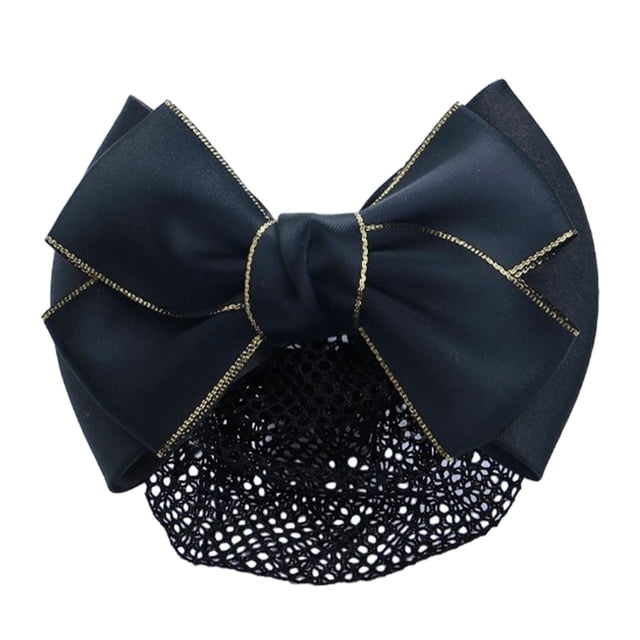 Decodeary Professional Hair Plate Mesh Pocket Practical Snood Net Elegant And Professional Gold rim - black 1Set