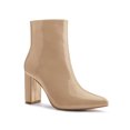 thumbnail image 1 of Unique Bargains Women's Pointed Toe Zip Chunky Heels Ankle Boots Nude (Size 5.5), 1 of 7