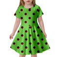 thumbnail image 1 of Robes pour Filles Enfant Filles Été Imprimé à Pois Ajusté Doux Respirant à Manches Courtes Robe Décontractée Robe pour Tout-Petit Vert 8 Ans-9 Ans, 1 of 4