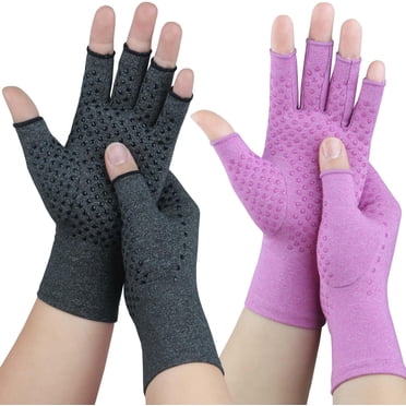 2 Pairs Arthritis Gloves, Compression Gloves for Women Men, Relieve Arthritis,Carpal Tunnel Pain, Anti-Slip Fingerless Gloves for Hand Support