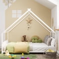 thumbnail image 2 of GUNAITO Full Size House Bed with Safety Rails & Decorable Roof, White, 2 of 7