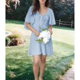 thumbnail image 4 of Robes pour Femmes Printemps Été Décolleté en V Profond Élégante Robe Mini à Nœud Bleu Clair TG, 4 of 8
