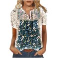 thumbnail image 1 of Cameland T-Shirt à Manches Courtes Décontracté d'Été pour Femmes, à Boutons, Col Rond, Chandail Blouse Hauts, 1 of 5