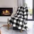 thumbnail image 1 of Safdie & Co. White and Black Flannel Throw, 1 of 2