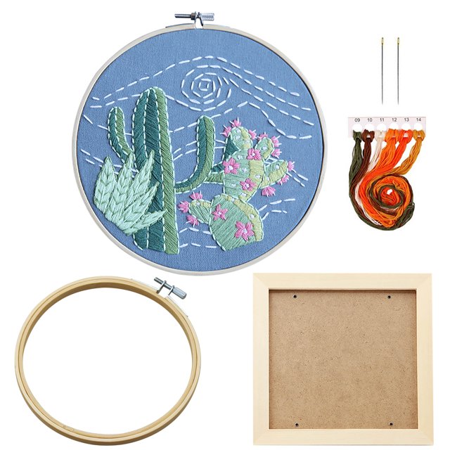 Coofit Kit de Broderie Mode Cactus Kit de Démarrage Créatif Broderie Kit de Couture