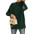 thumbnail image 2 of Women'S Oversized Loose Sweater Autumn Batwing Sleeve Ribbed Tunic Sweater Dark Green L, 2 of 9