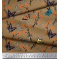 thumbnail image 2 of Soimoi Brown Cotton Voile Fabric Flower & Butterfly Print Sewing Fabric BTY 42 Inch Wide, 2 of 5