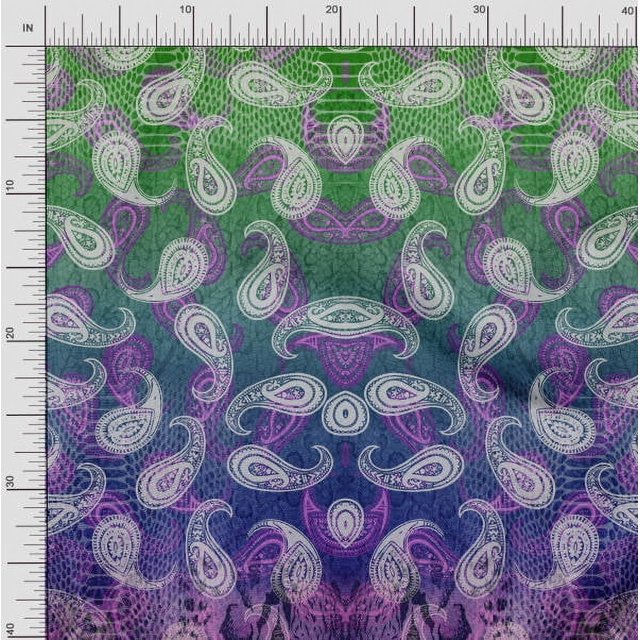 Soimoi Silk Fabric Paisley Panel Print Sewing Fabric Yard 42 Inch Wide