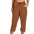 thumbnail image 1 of Plebaso Pantalon Capri Cargo pour Femmes, Joggers de Randonnée Légers à Cordon, Capris de Travail d'Extérieur avec Poches, 1 of 6