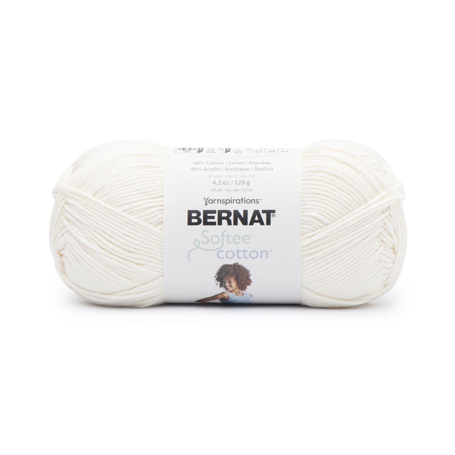 Bernat® Softee® Cotton™ Yarn, Cotton Blend #3 Light, 4.2oz/120g