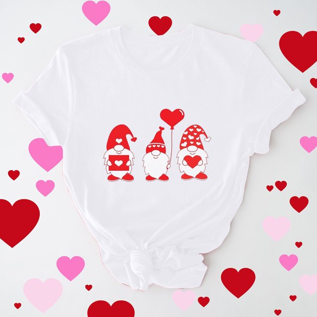 Meichang T-Shirts de la Saint-Valentin pour Femmes, T-Shirts Graphiques Amusants de la Saint-Valentin, Manches Courtes, Col Rond, T-Shirts de Fête en Liquidation, Cadeaux de la Saint-Valentin
