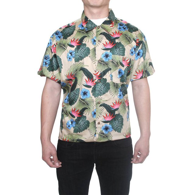 Gravity Threads Chemise Habillée Hawaïenne Tropicale, Kaki Vert 2TG