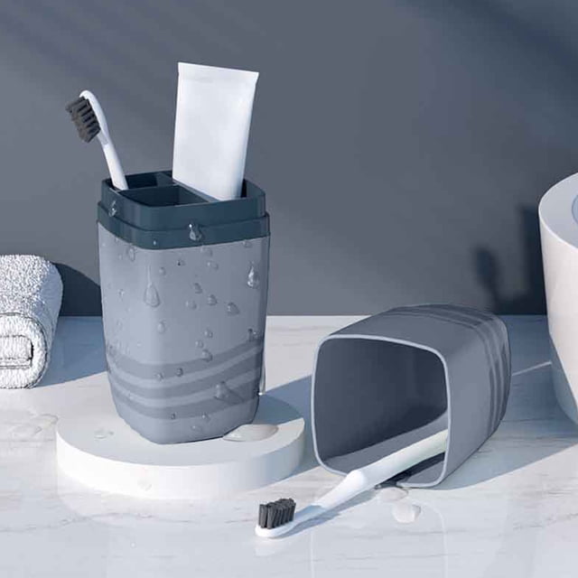 Birdeem Battery Storage Box, Travel Toothbrush Cup Portable Wash Cup Toothbrush Home Storage Box Tooth Cylinder Mouthwash Cup Travel Toothbrush Box Set