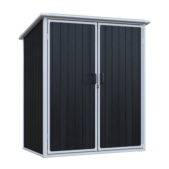 Remise de Rangement Extérieure 5x3 Pi Armoire en Résine Imperméable avec Portes Verrouillables pour Vélos et Meubles de Patio Noir
