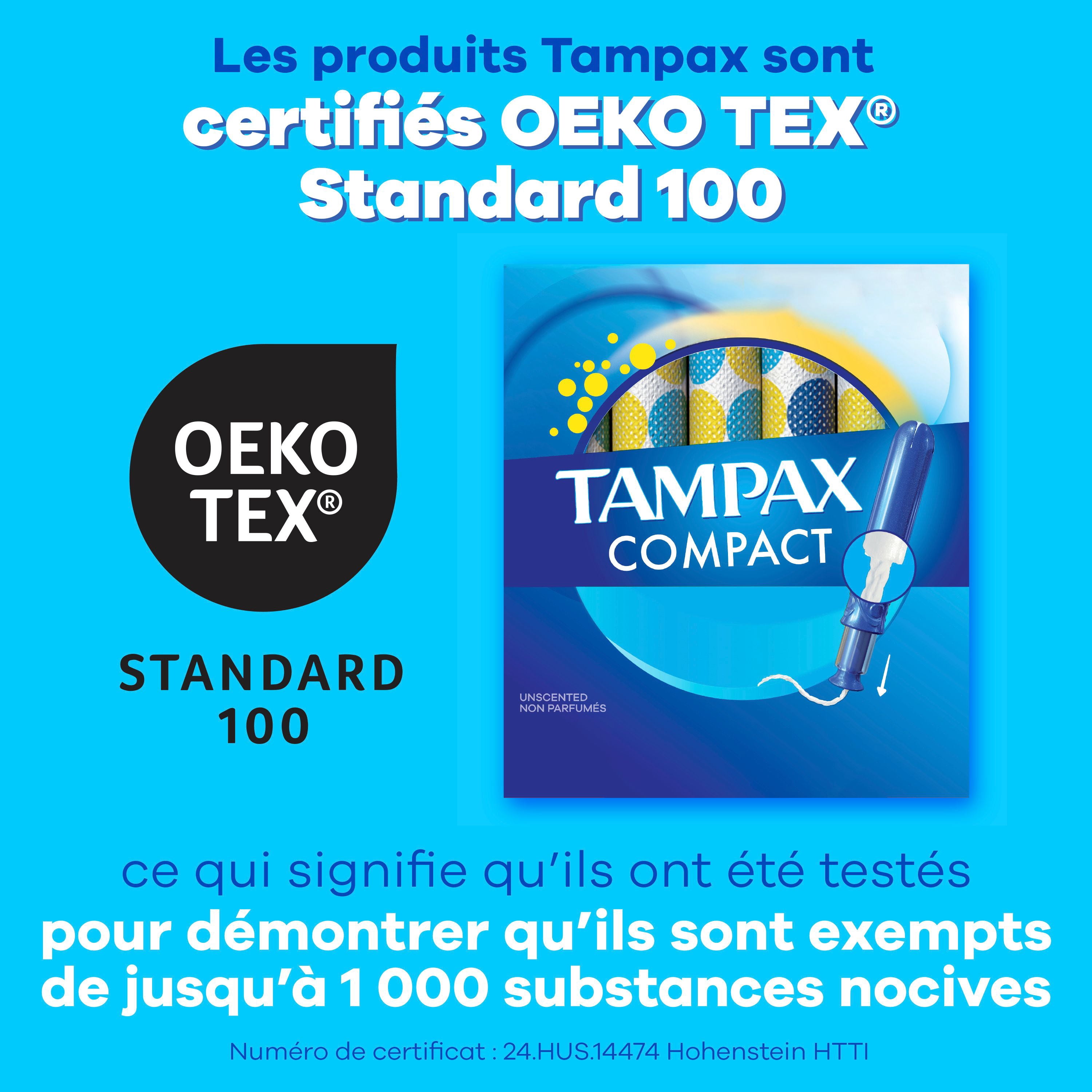 Tampax Tampons Pearl Compacts, avec Tresse LeakGuard & Applicateur Extensible, Absorption Super, Applicateur Extensible Compact, Non Parfumés