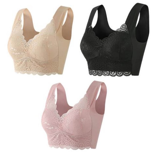 Timegard Plus Size Bras for Women Full-Coverage High Support Lace Wireless Comfortable Everyday Bras