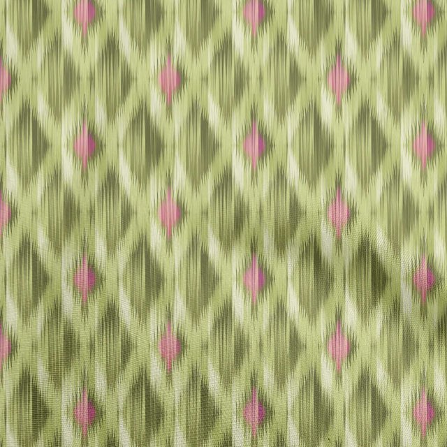 oneOone Velvet Lime Green Fabric Ikat Craft Projects Decor Fabric Printed By The Yard 58 Inch Wide